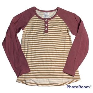 NWOT  Raglan Long Sleeve Stripes Henley Top Size 5